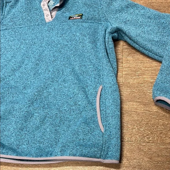LL Bean Blue Heathered Fleece Pullover - Picture 6 of 6